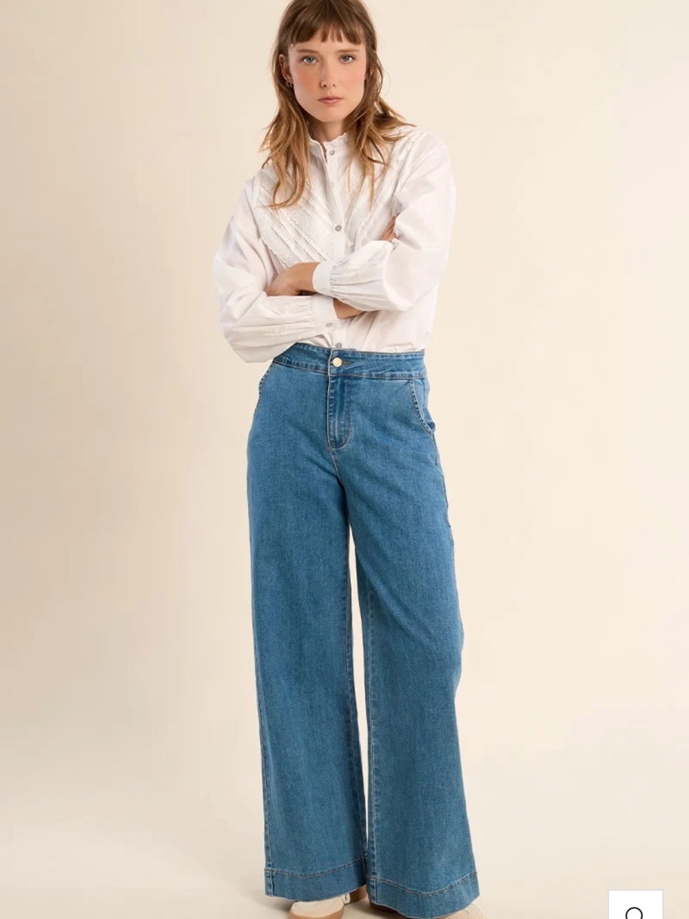 Molly Bracken Medium Blue High-Rise Wide Leg Jeans